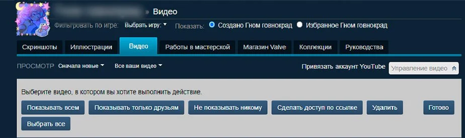 Источник: respawn.media / Настройки видимости видео в Steam
