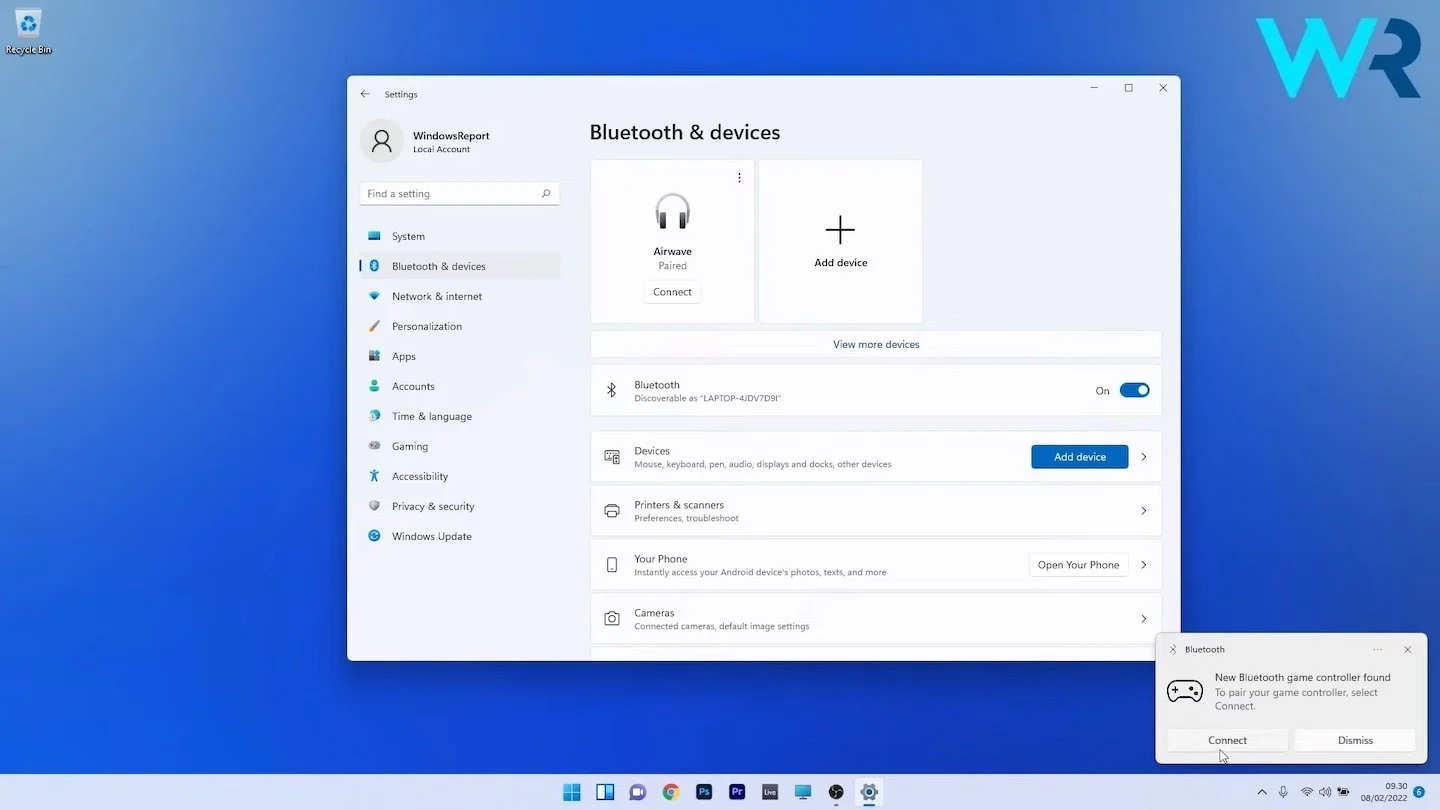 Источник: Windows Report / Подключение геймпада по Bluetooth