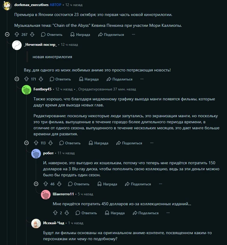 Реакция сообщества на Reddit
