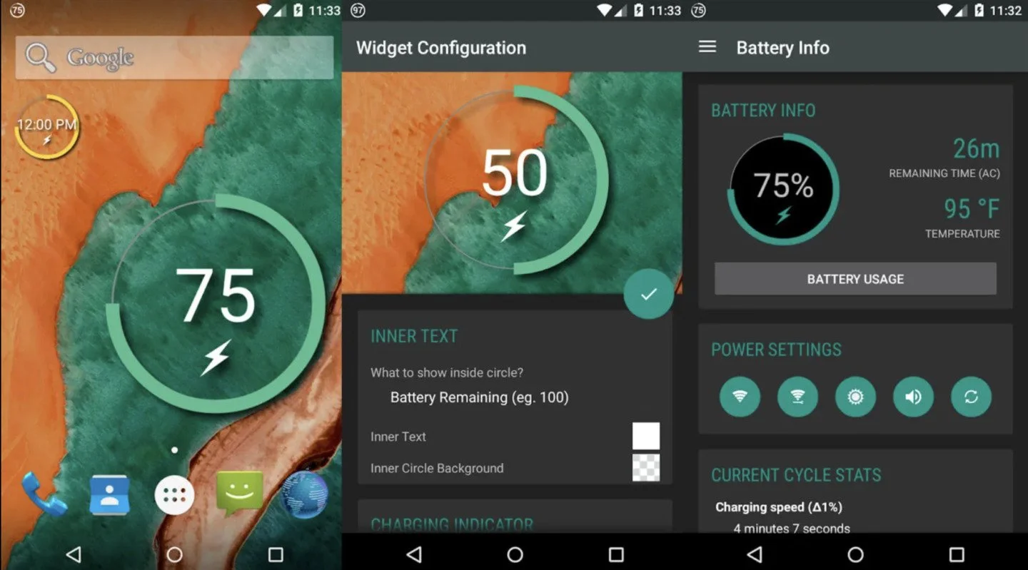 Источник Battery Widget Reborn / интерфейс Battery Widget Reborn