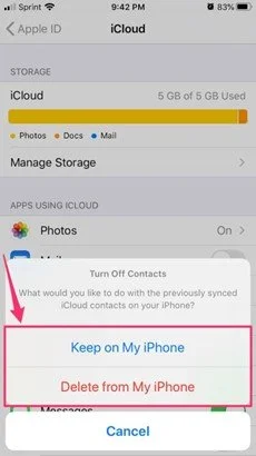 Сохранение контактов на iPhone