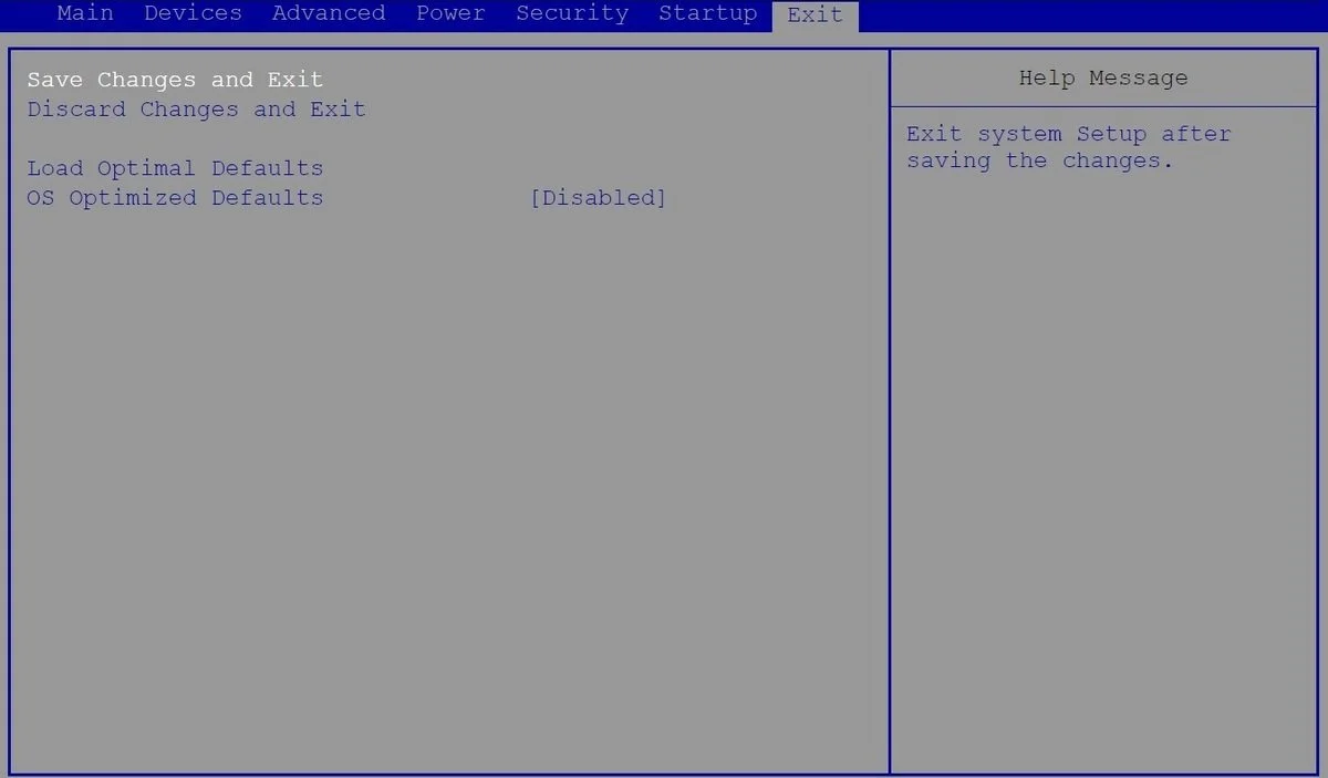 Источник: support.lenovo / Раздел Exit в BIOS