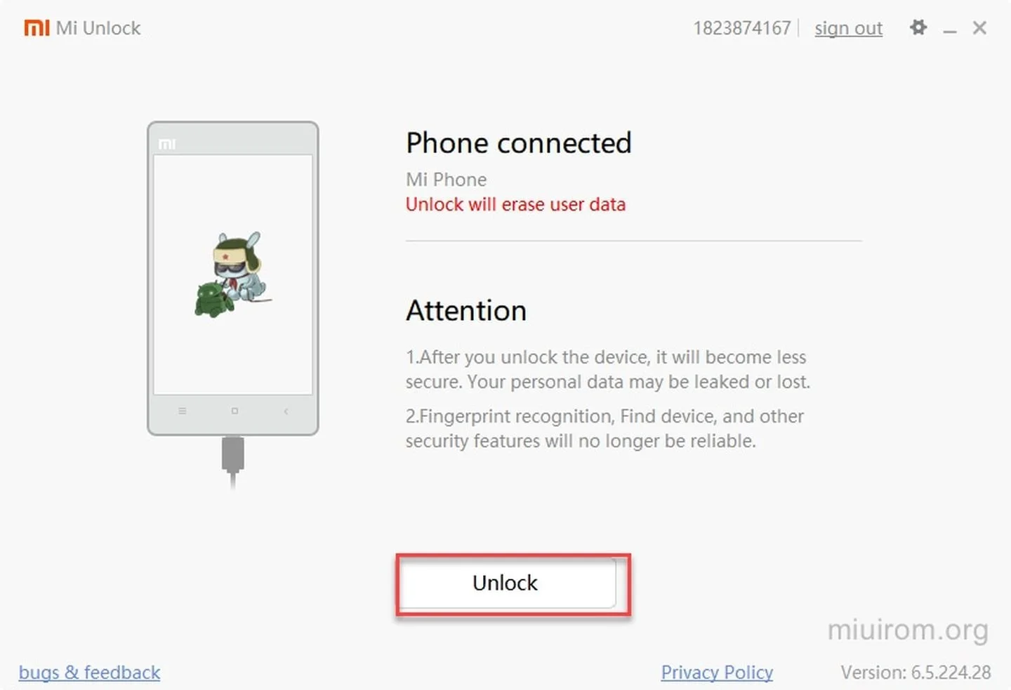 Источник: MIUI ROM / Скриншот Mi Flash Tool