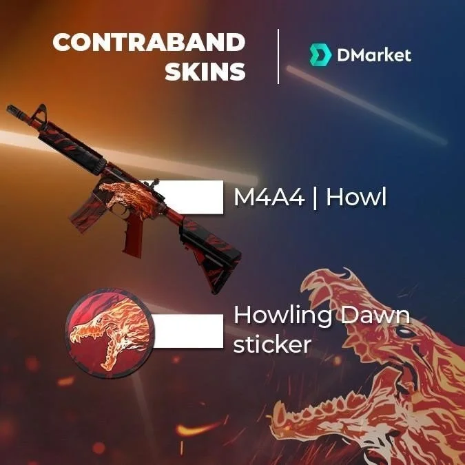 Контрабандный скин CS:GO M4A4 | Вой и наклейка Утренний вой