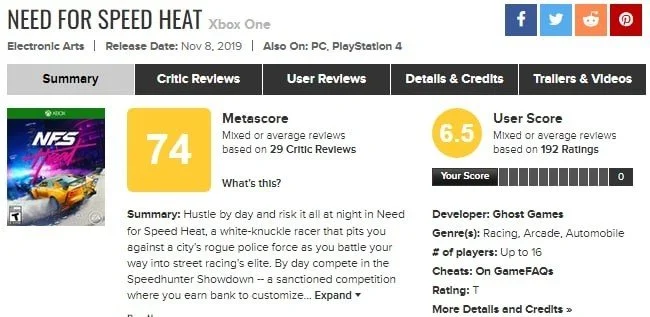 NFS Heat приняли не так тепло