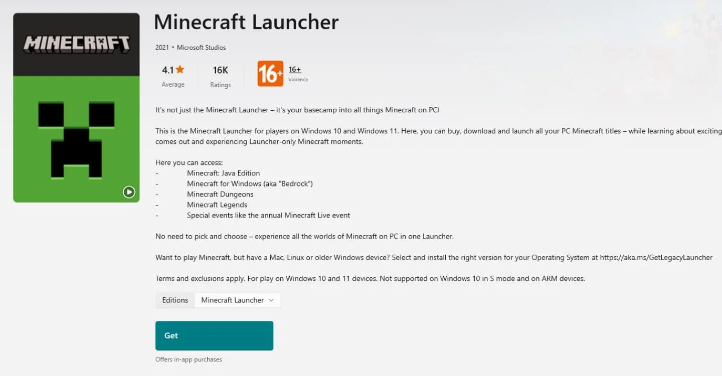Источник: respawn.media / Страница Minecraft в Microsoft Store
