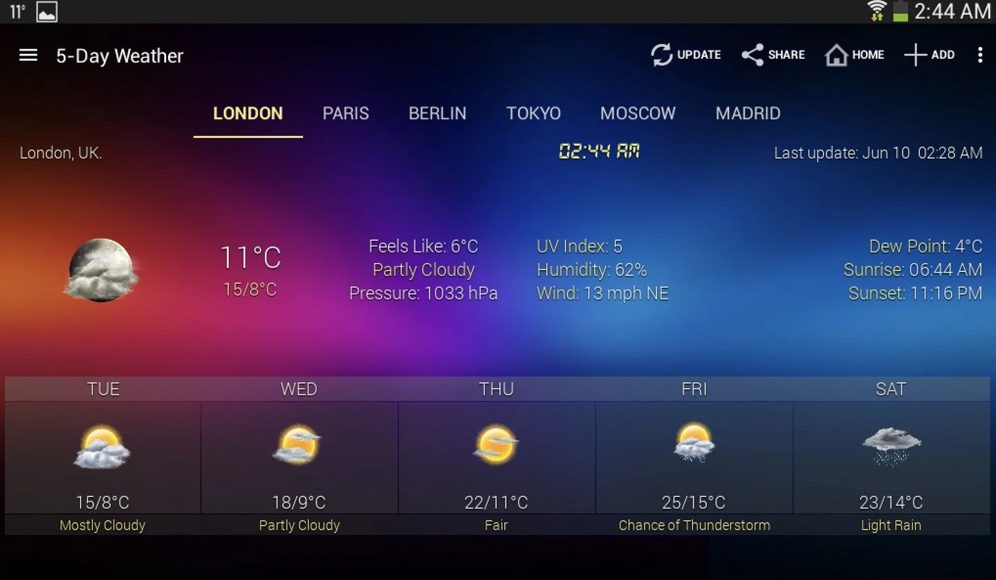 Источник Weather Clock Vidget / интерфейс Weather Clock Vidget