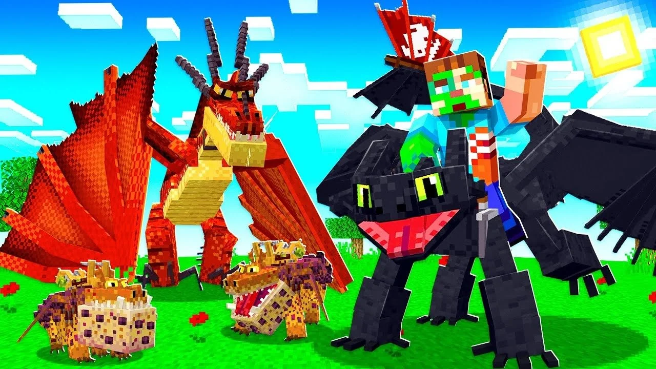 Мод «Как приручить дракона» в Minecraft