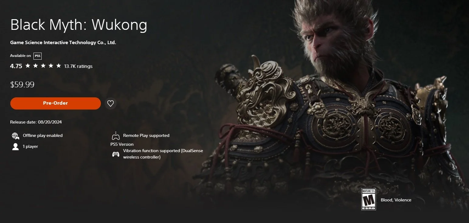 Источник: PS Store / Black Myth: Wukong