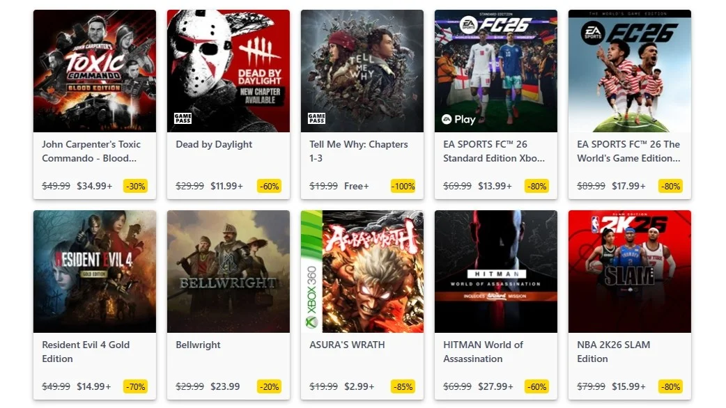 Скриншот распродажи игр в магазине Xbox