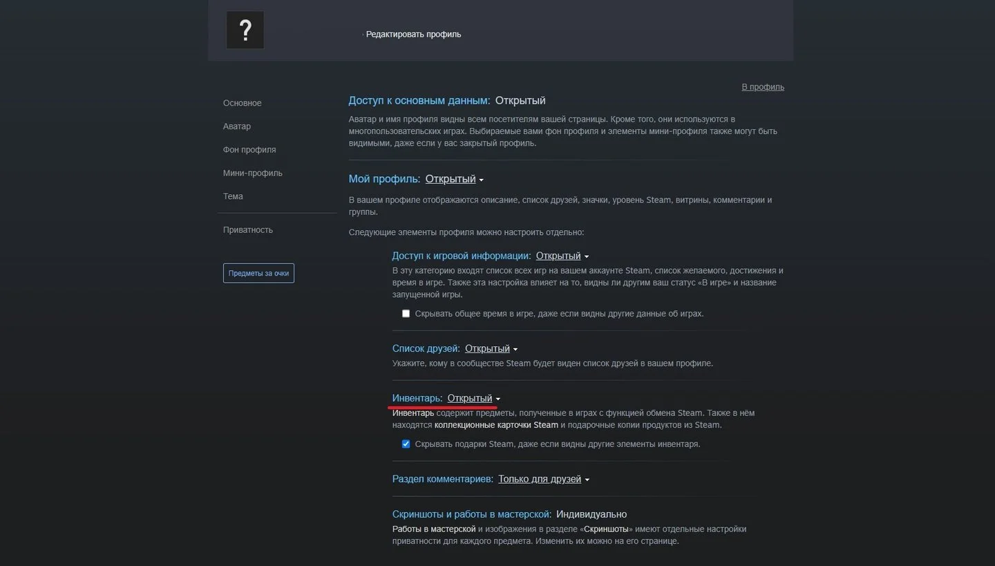 Источник: Respawn / Настройка инвентаря в Steam