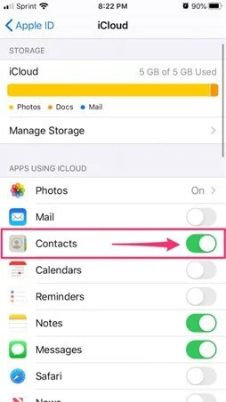 Отключение синхронизации контактов iOS