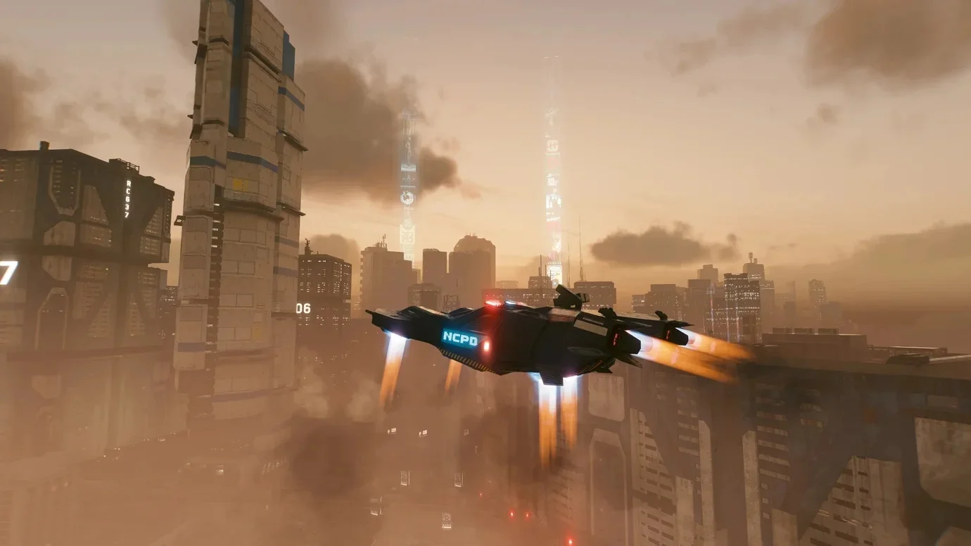 В Cyberpunk 2077 добавили вырезанный полицейский корабль из первых трейлеров