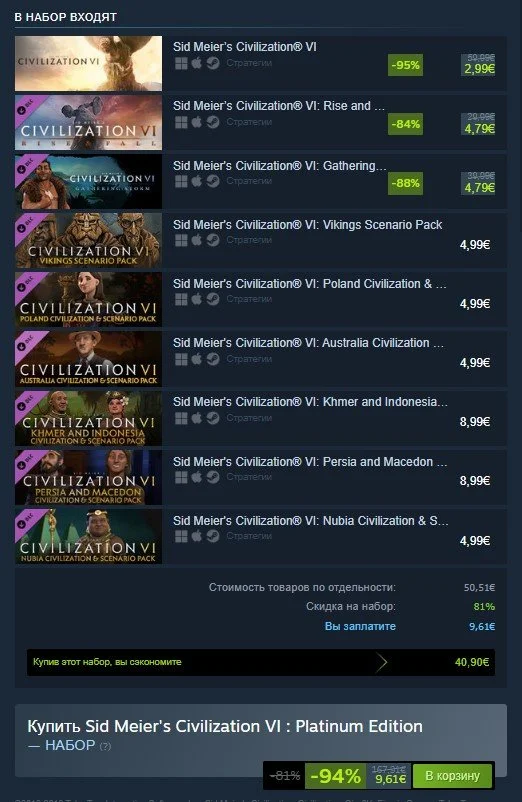 Источник: Steam / Платиновое издание Civilization 6