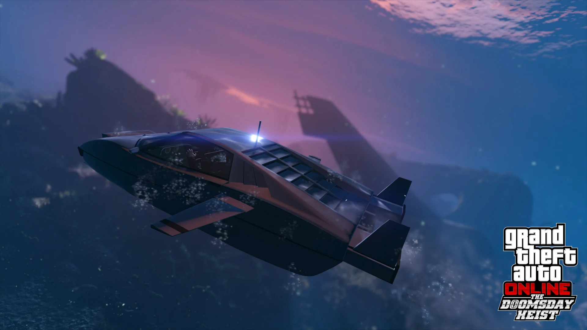 GTA 5 / Персонаж на подлодке плывет вверх