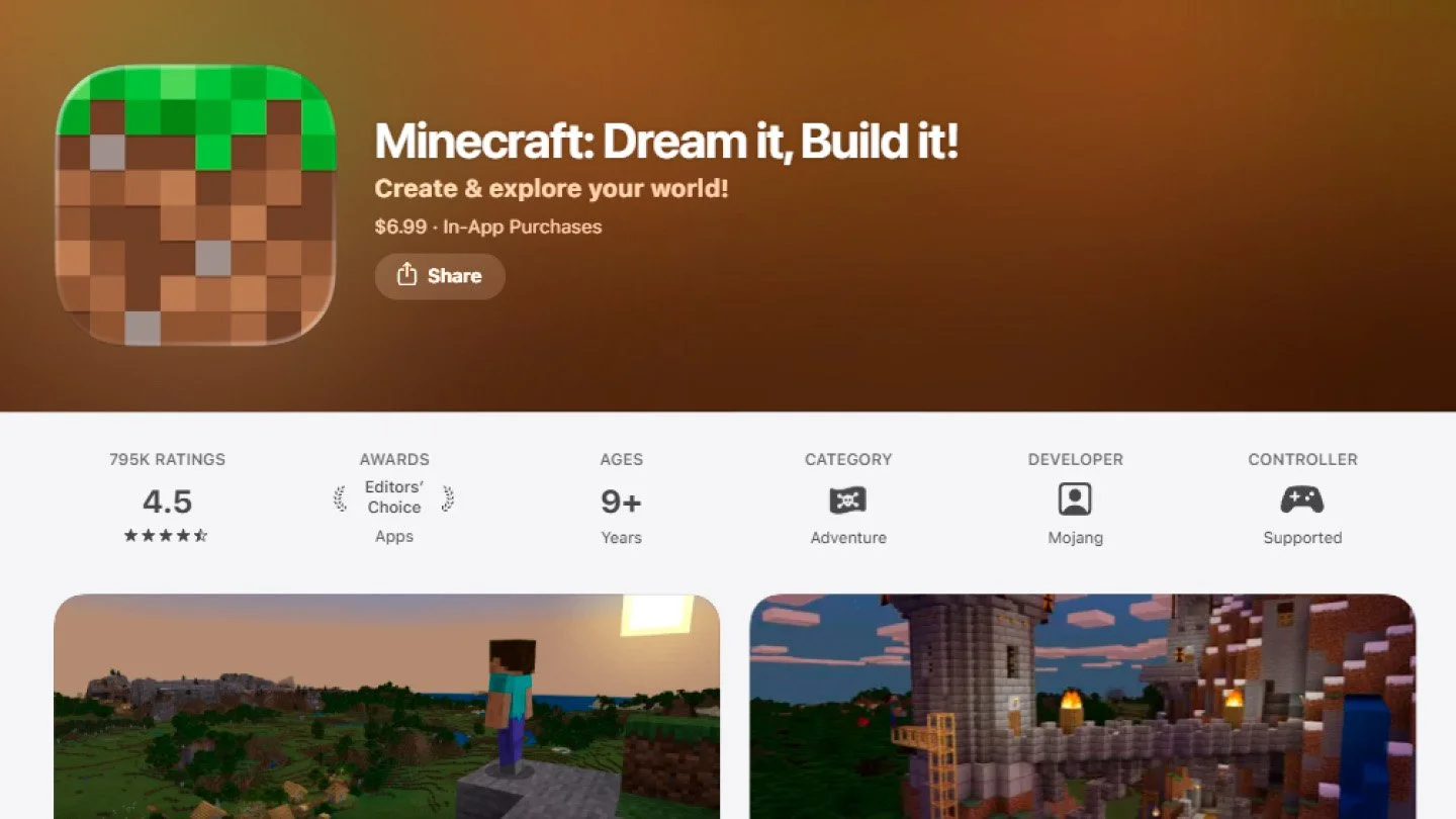 Источник: скриншот respawn.media / Страница покупки Minecraft в AppStore