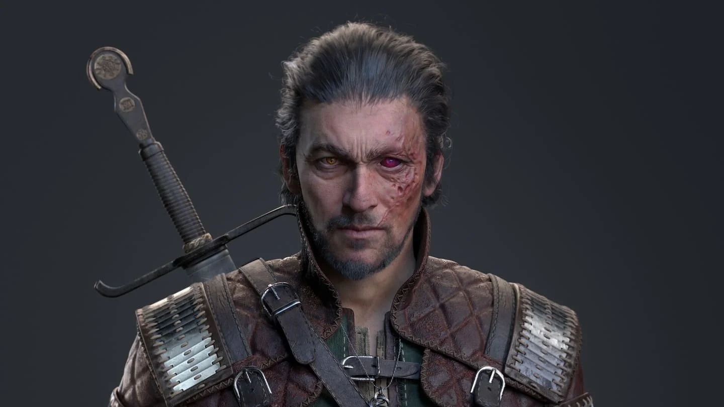 Художник показал 3D-модель ведьмака из The Witcher 3 с красным глазом