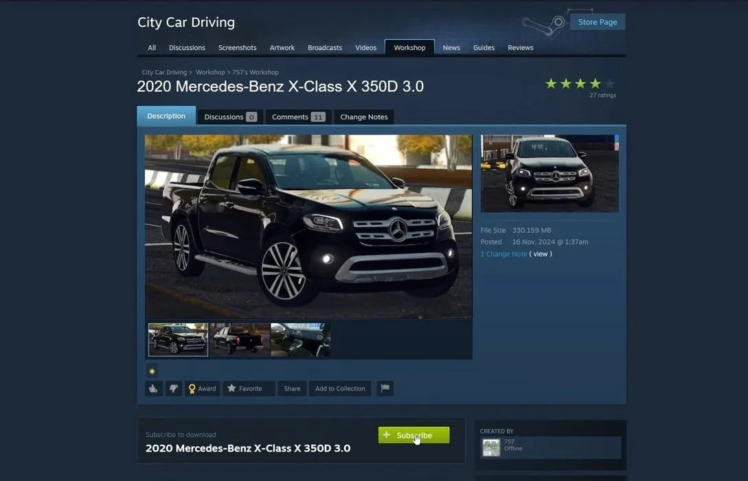 Способ установки мода через Steam Workshop