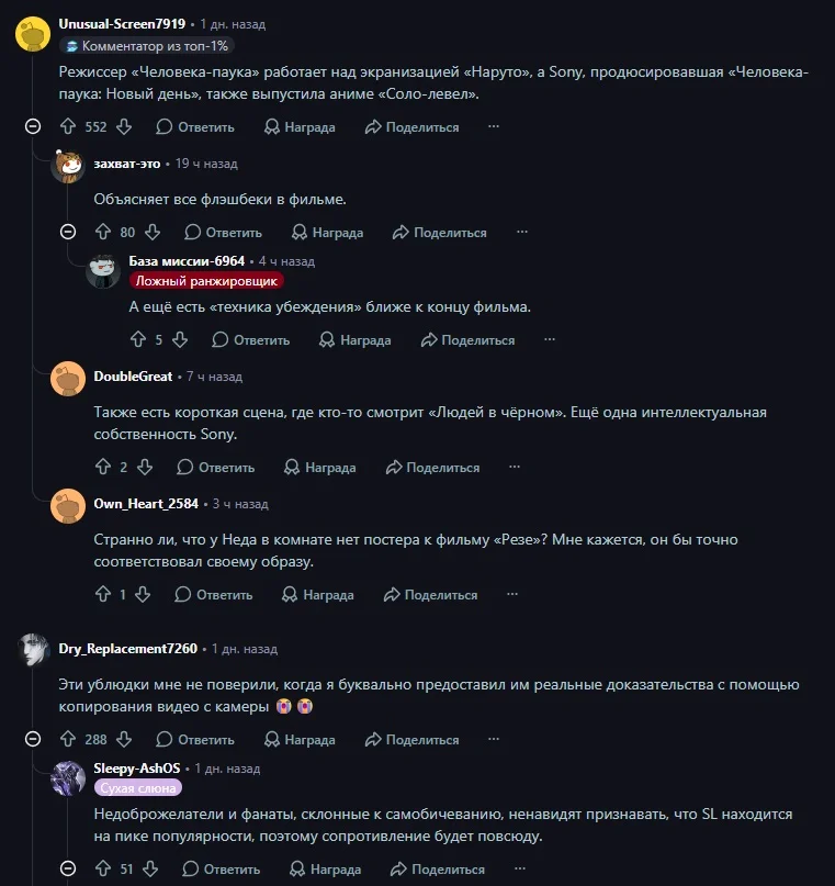 Реакция пользователей на Reddit