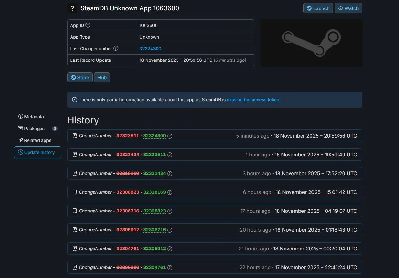 Неизвестное приложение на SteamDB