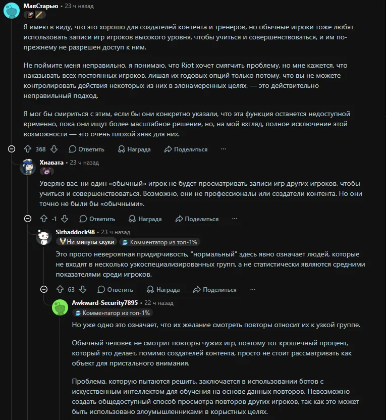Реакция сообщества