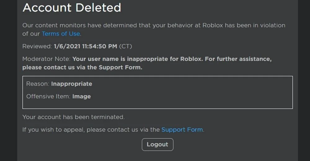 Источник:&nbsp;roblox.fandom.com&nbsp;/ Окно удаления аккаунта&nbsp;&nbsp;