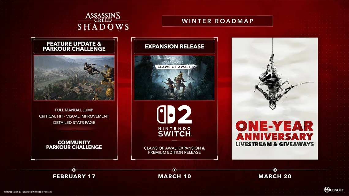 Дорожная карта Assassin's Creed Shadows