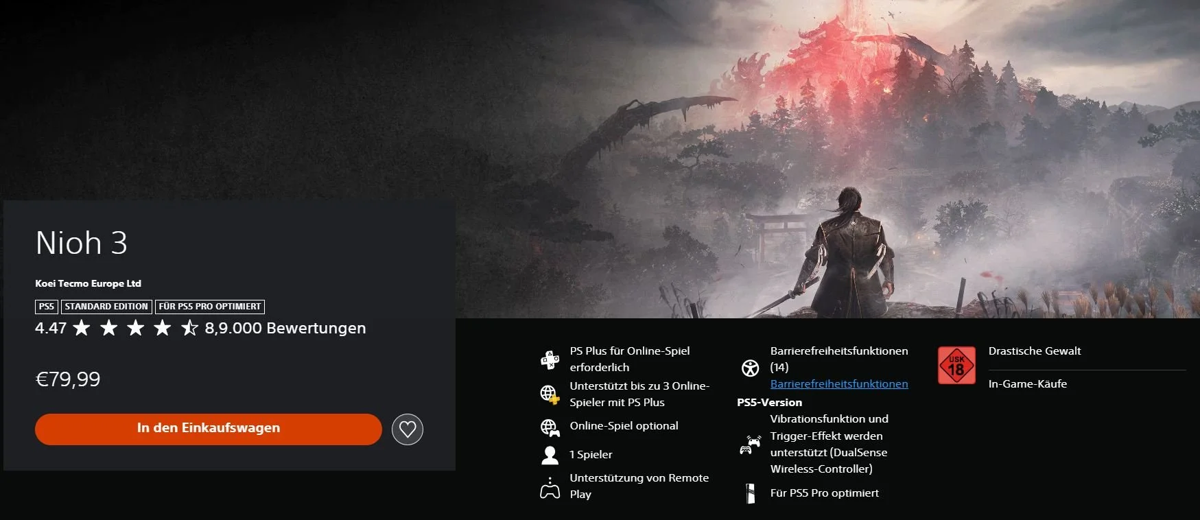 Nioh 3 в PlayStation Store