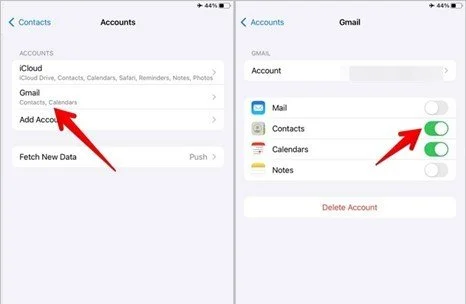 Синхронизация контактов с почтой iOS