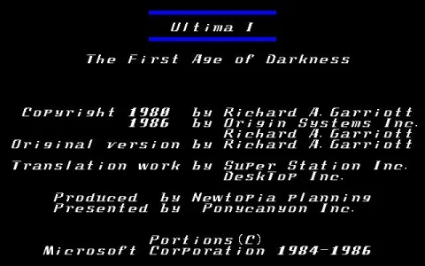 Ultima I: The First Age of Darkness
