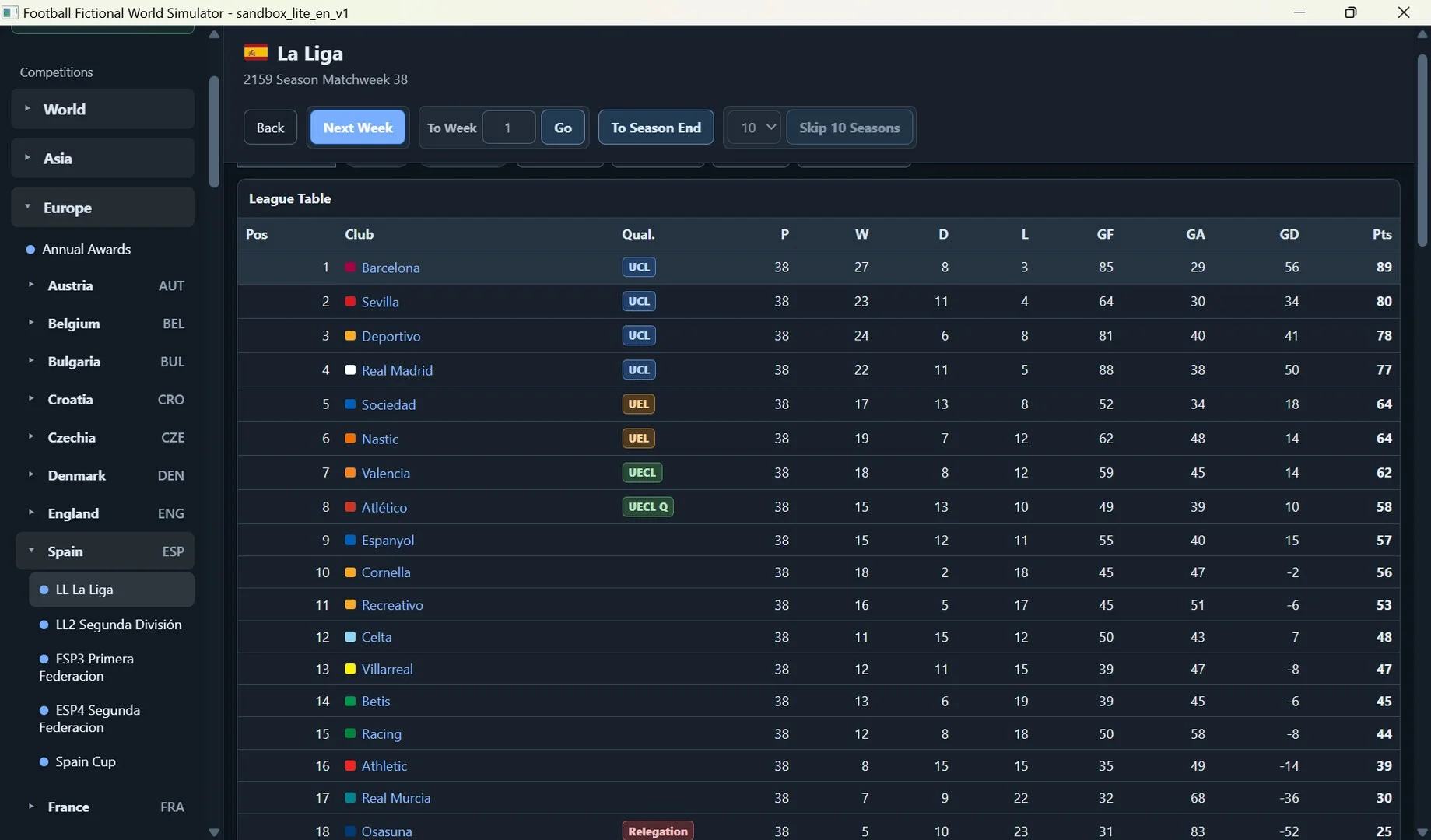 Football Fictional World Simulator