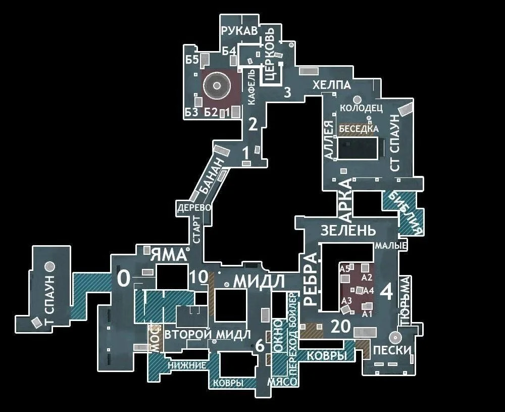 Расположение и название позиций на карте Inferno в CS:GO