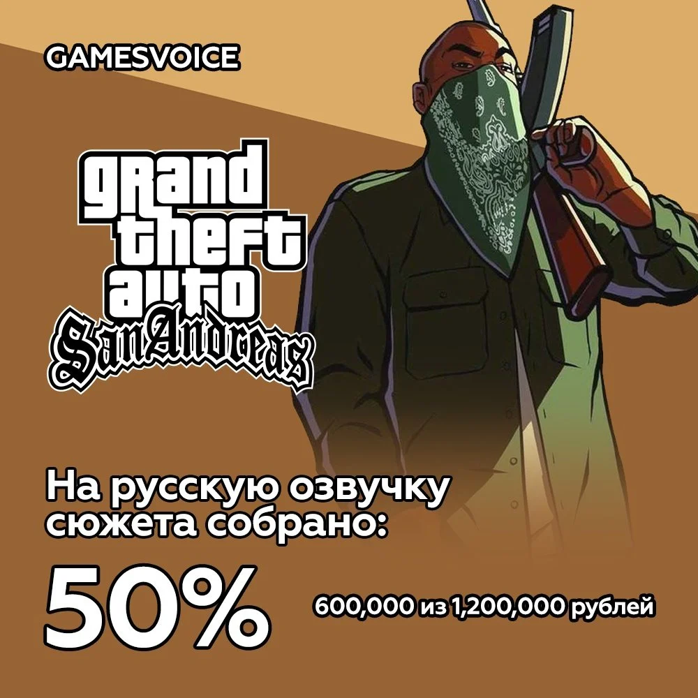 За три дня GamesVoice собрала половину суммы, необходимой для озвучки GTA: San Andreas