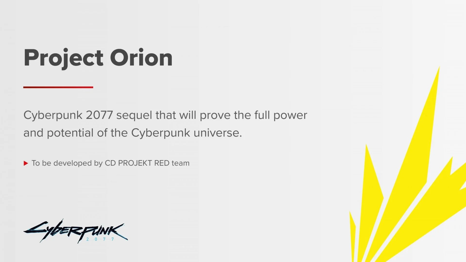 Источник: CD Projekt RED / Кодовое название сиквела Cyberpunk 2077