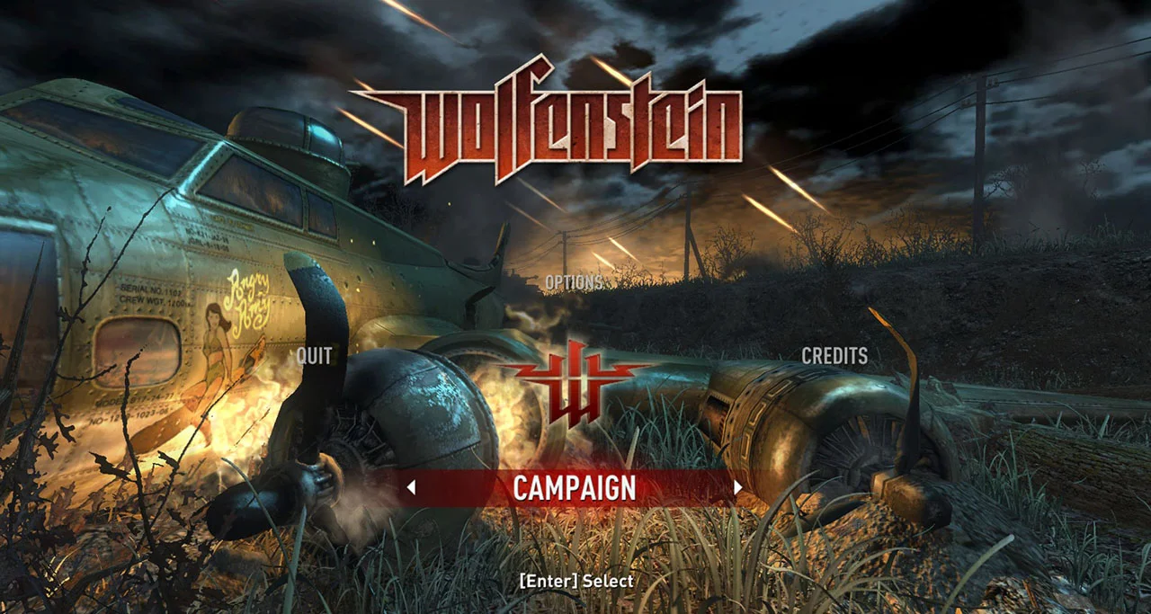 Игровое меню Wolfenstein 2009