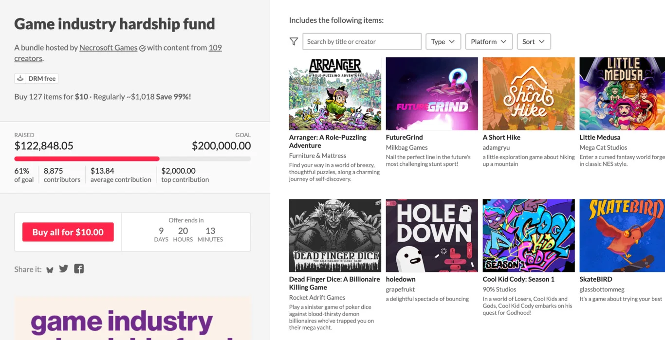 Страница с бандлом на itch.io