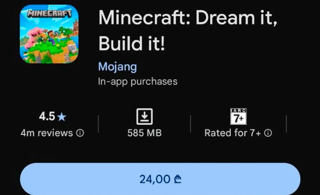 Источник: скриншот respawn.media / Страница покупки Minecraft в Google Play через турецкий регион аккаунта
