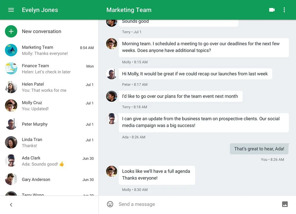 Источник: Google Workspace Updates / Интерфейс Hangouts