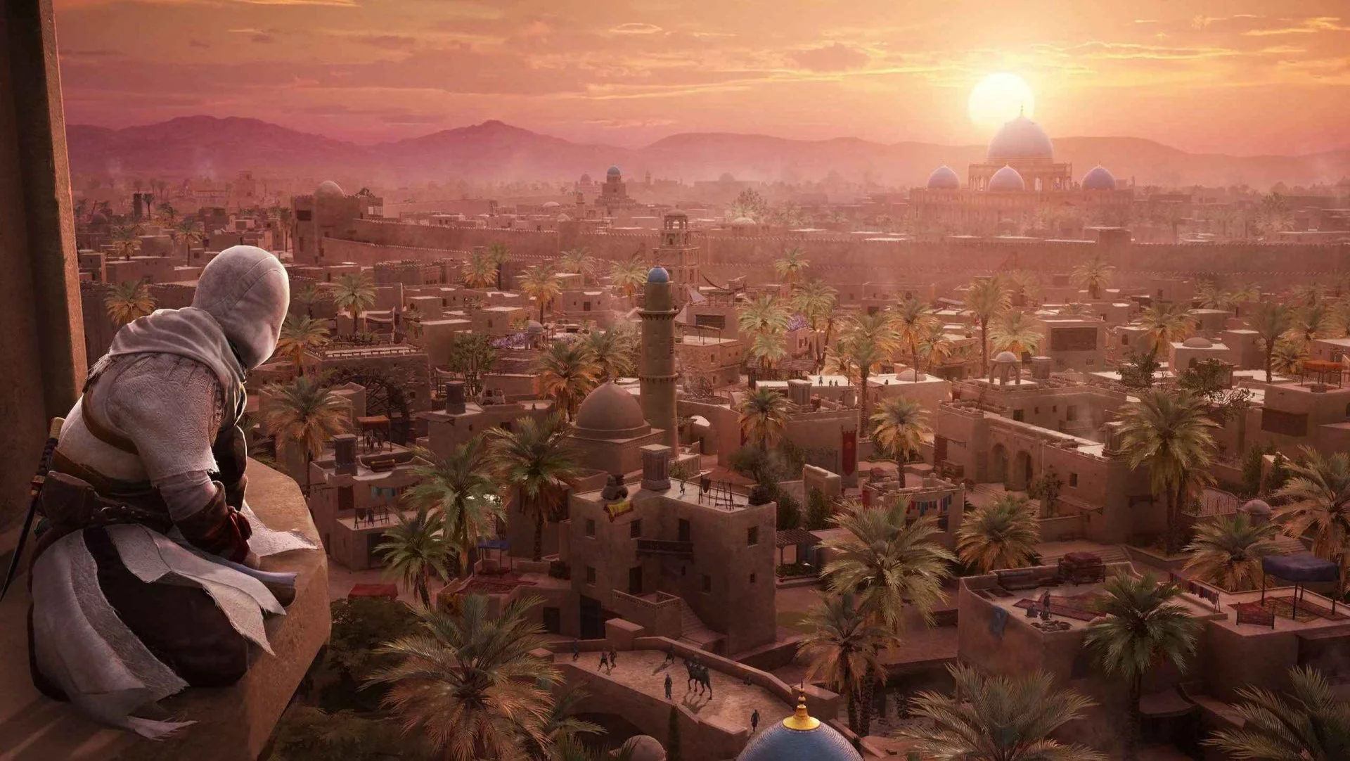 Источник: Assassin's Creed Mirage / главный герой смотрит на Багдад
